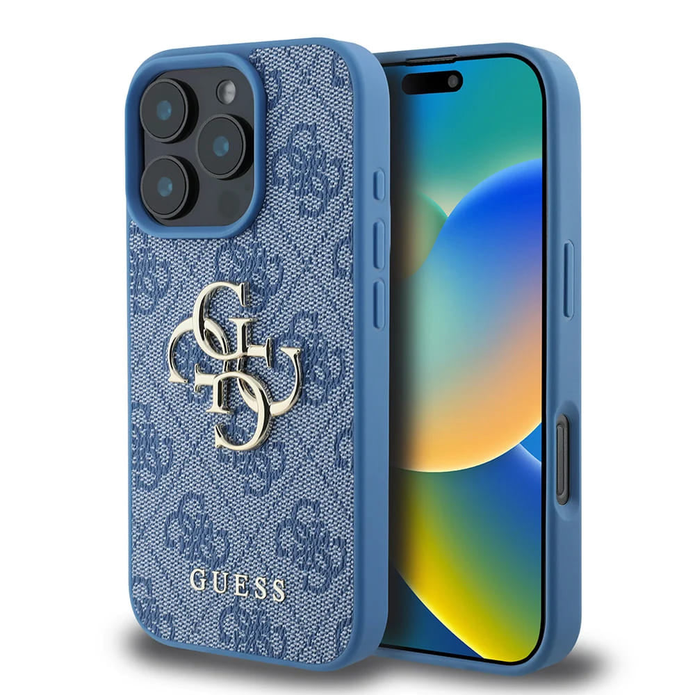 Etui til Apple iPhone 16 Pro, Guess, 4G Big Logo, Blå