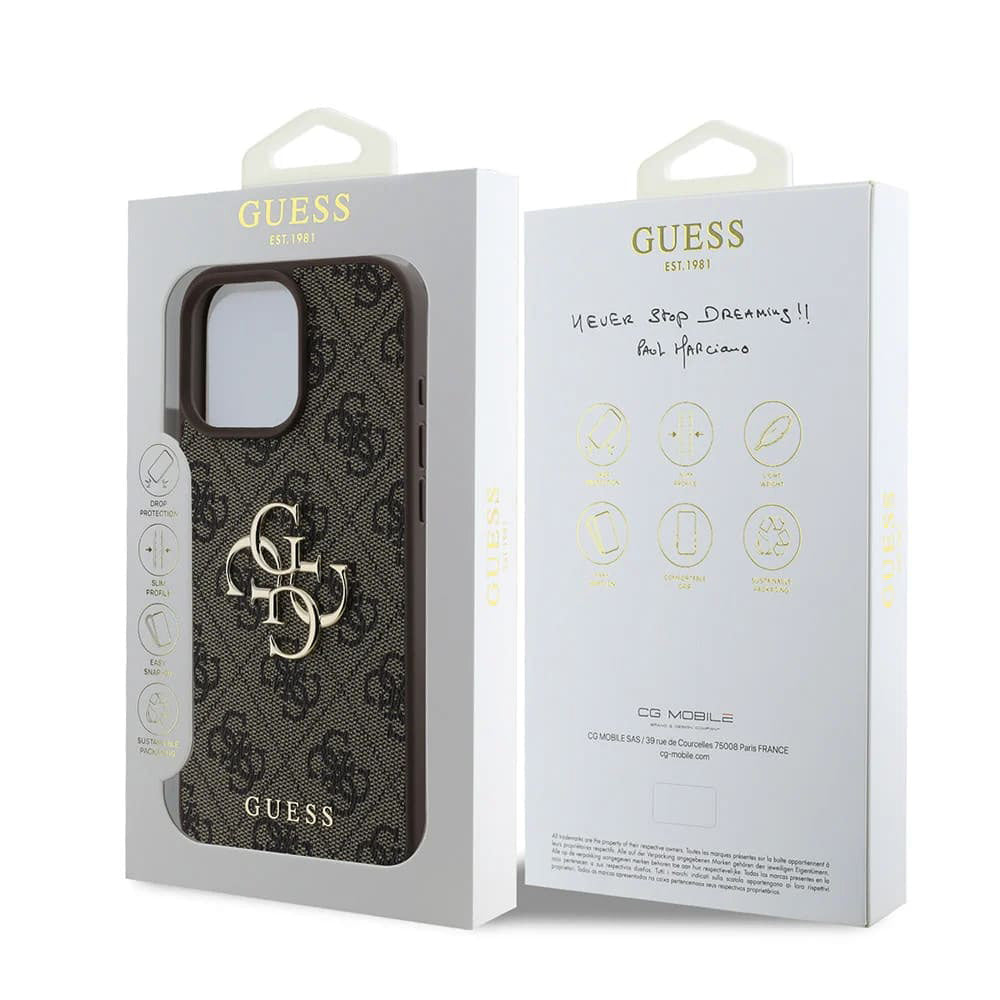 Etui til Apple iPhone 16 Pro, Guess, 4G Big Logo, Brun
