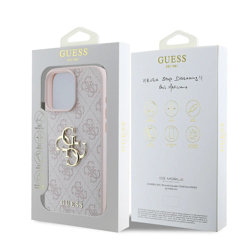 Etui til Apple iPhone 16 Pro, Guess, 4G Big Logo, Pink