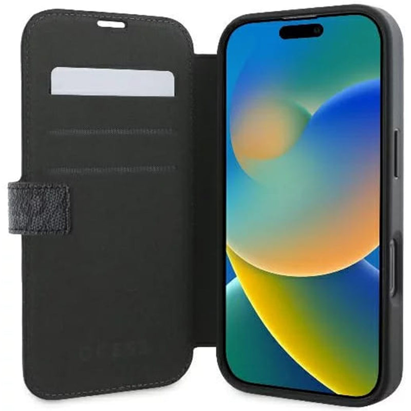 Etui til Apple iPhone 16 Pro, Guess, 4G Book, Sort