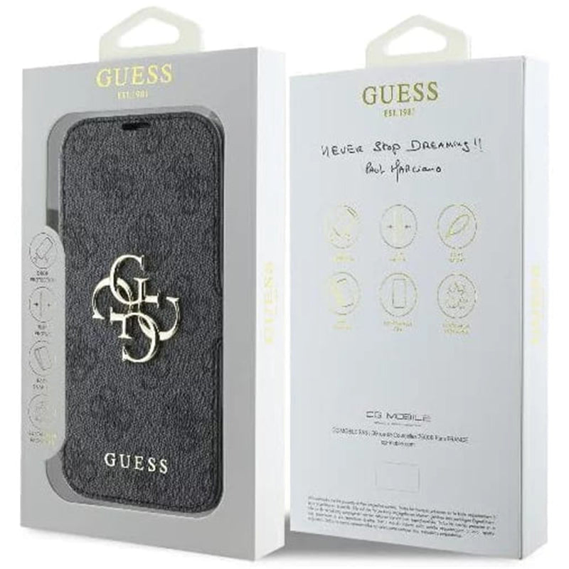 Etui til Apple iPhone 16 Pro, Guess, 4G Book, Sort
