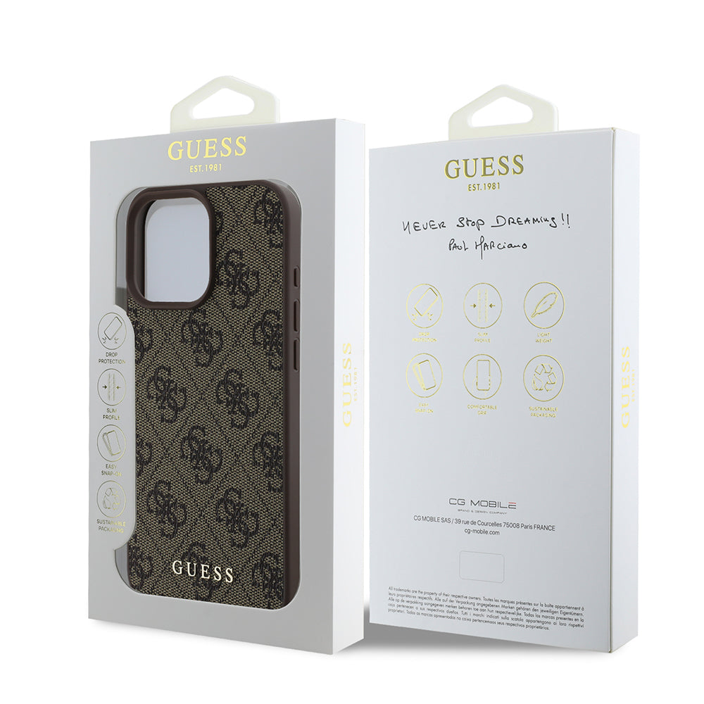 Etui til Apple iPhone 16 Pro, Guess, 4G Classic, Brun