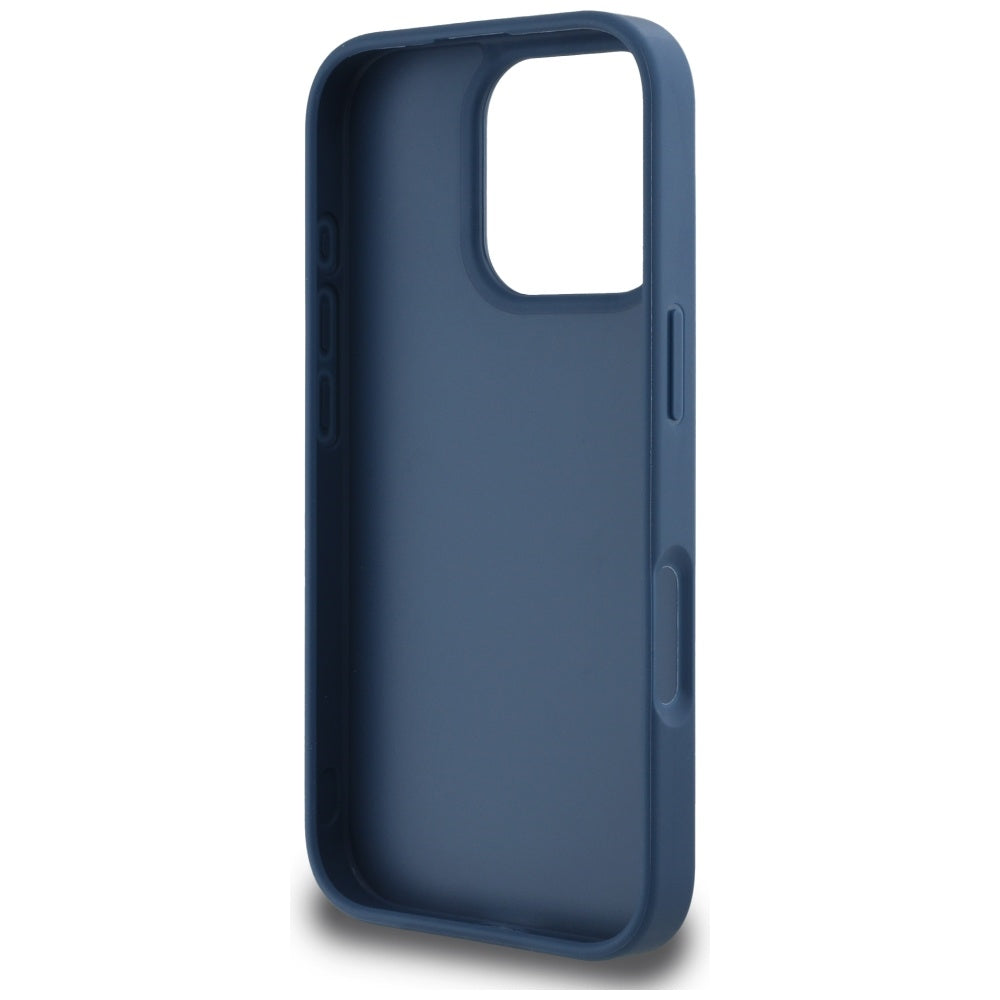 Etui til Apple iPhone 16 Pro, Guess, 4G Grained Roses Big Logo, Blå
