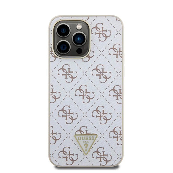 Etui til Apple iPhone 16 Pro, Guess, 4G Triangle Logo, Hvid