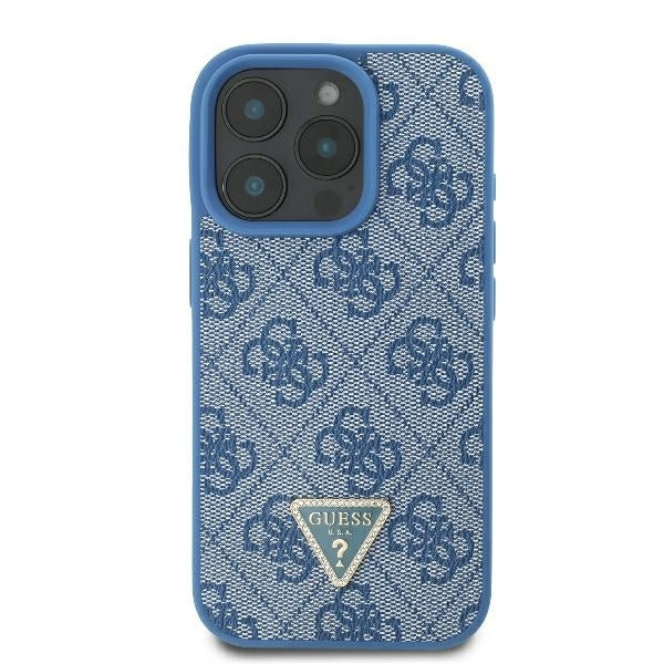 Etui til Apple iPhone 16 Pro, Guess, Crossbody 4G Triangle Strass, Blå