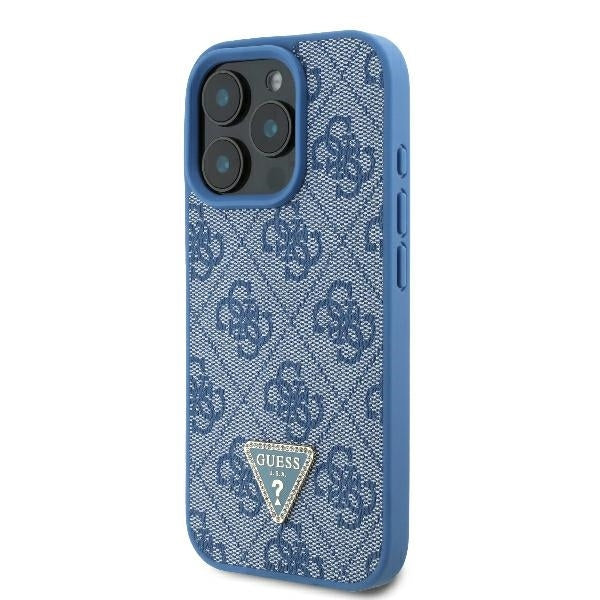 Etui til Apple iPhone 16 Pro, Guess, Crossbody 4G Triangle Strass, Blå