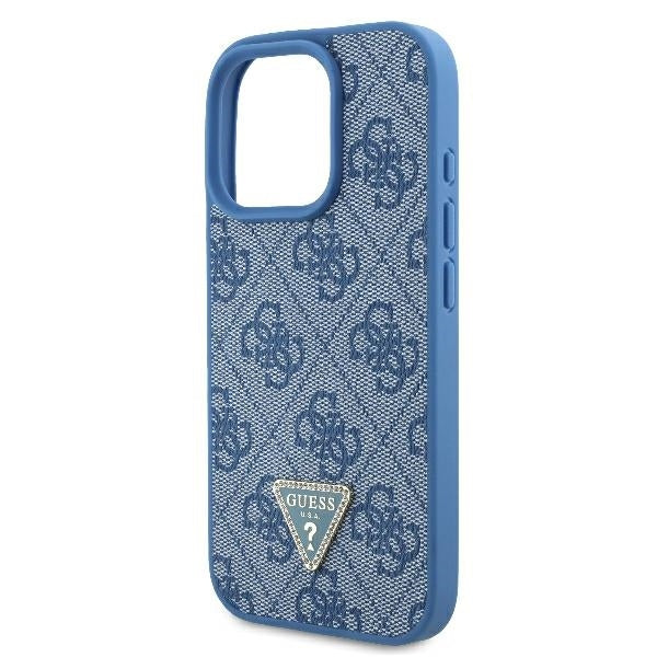 Etui til Apple iPhone 16 Pro, Guess, Crossbody 4G Triangle Strass, Blå