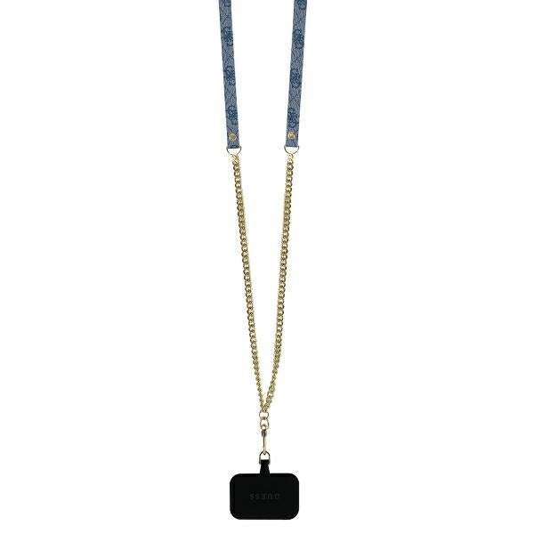 Etui til Apple iPhone 16 Pro, Guess, Crossbody 4G Triangle Strass, Blå
