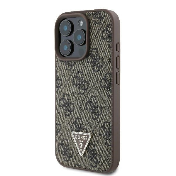 Etui til Apple iPhone 16 Pro, Guess, Crossbody 4G Triangle Strass, Brun