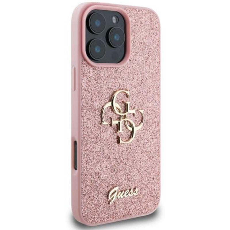 Etui til Apple iPhone 16 Pro, Guess, Fixed Glitter Big 4G, Pink