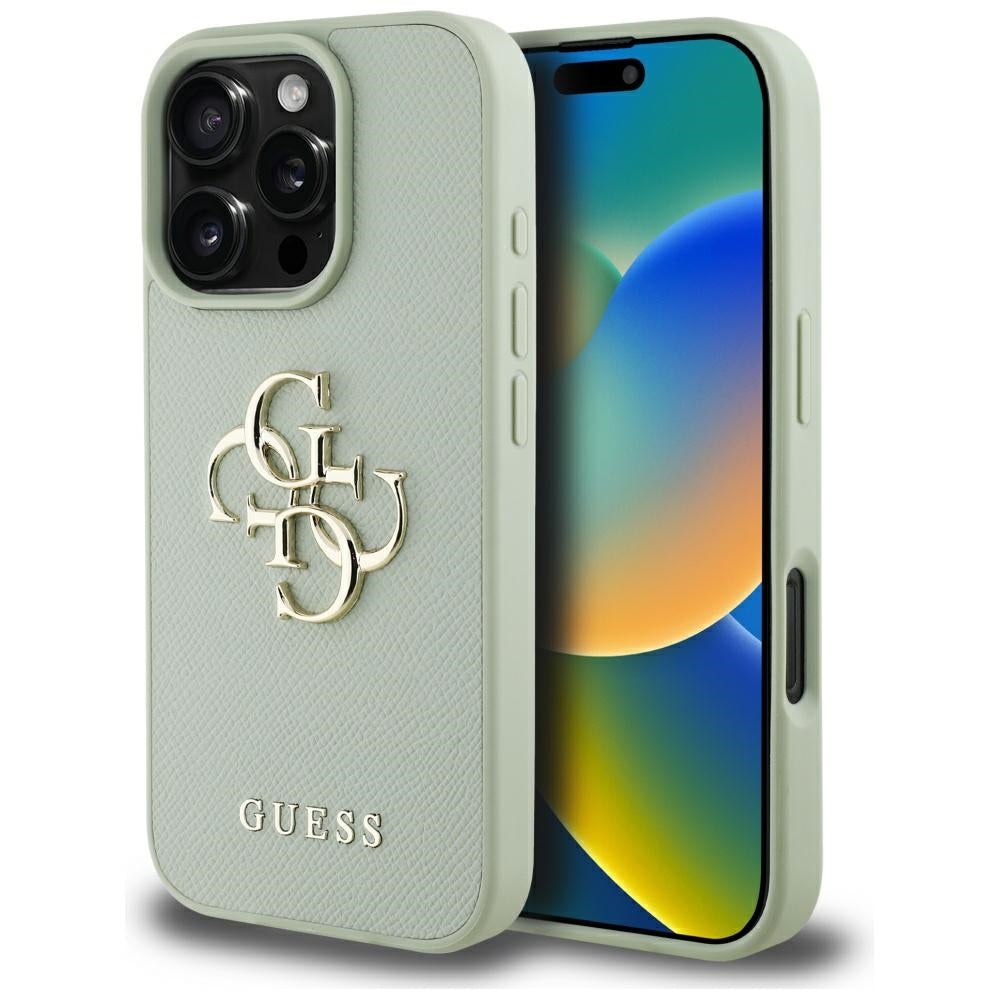 Etui til Apple iPhone 16 Pro, Guess, Grained Big 4G Logo Small Classic Logo, Grøn
