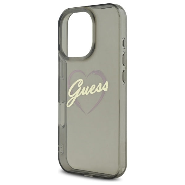 Etui til Apple iPhone 16 Pro, Guess, IML Heart, Sort