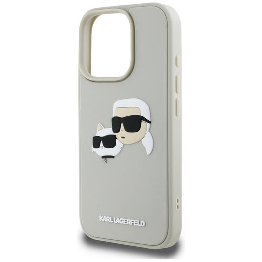 Etui til Apple iPhone 16 Pro, Karl Lagerfeld, 3D Rubber Karl & Choupette, Beige