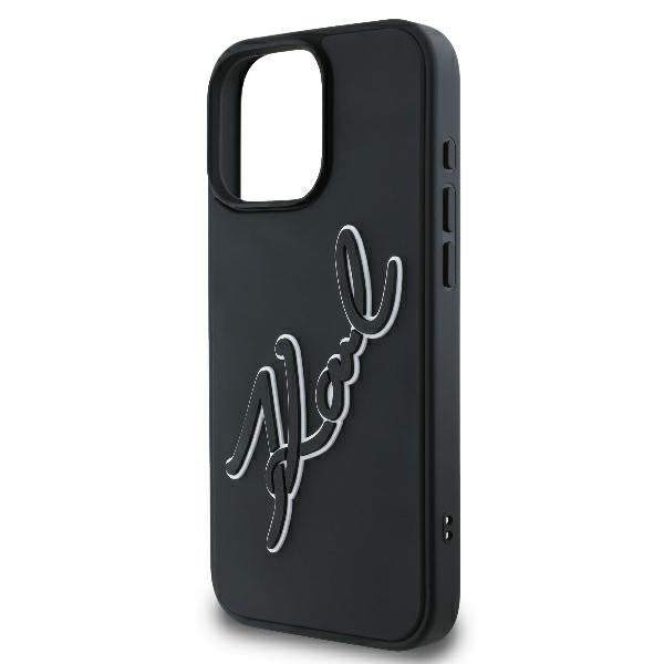 Etui til Apple iPhone 16 Pro, Karl Lagerfeld, 3D Rubber Signature, Sort