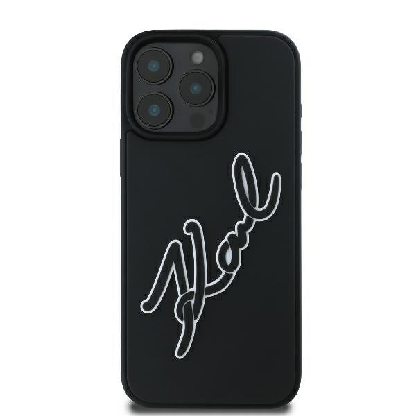 Etui til Apple iPhone 16 Pro, Karl Lagerfeld, 3D Rubber Signature, Sort
