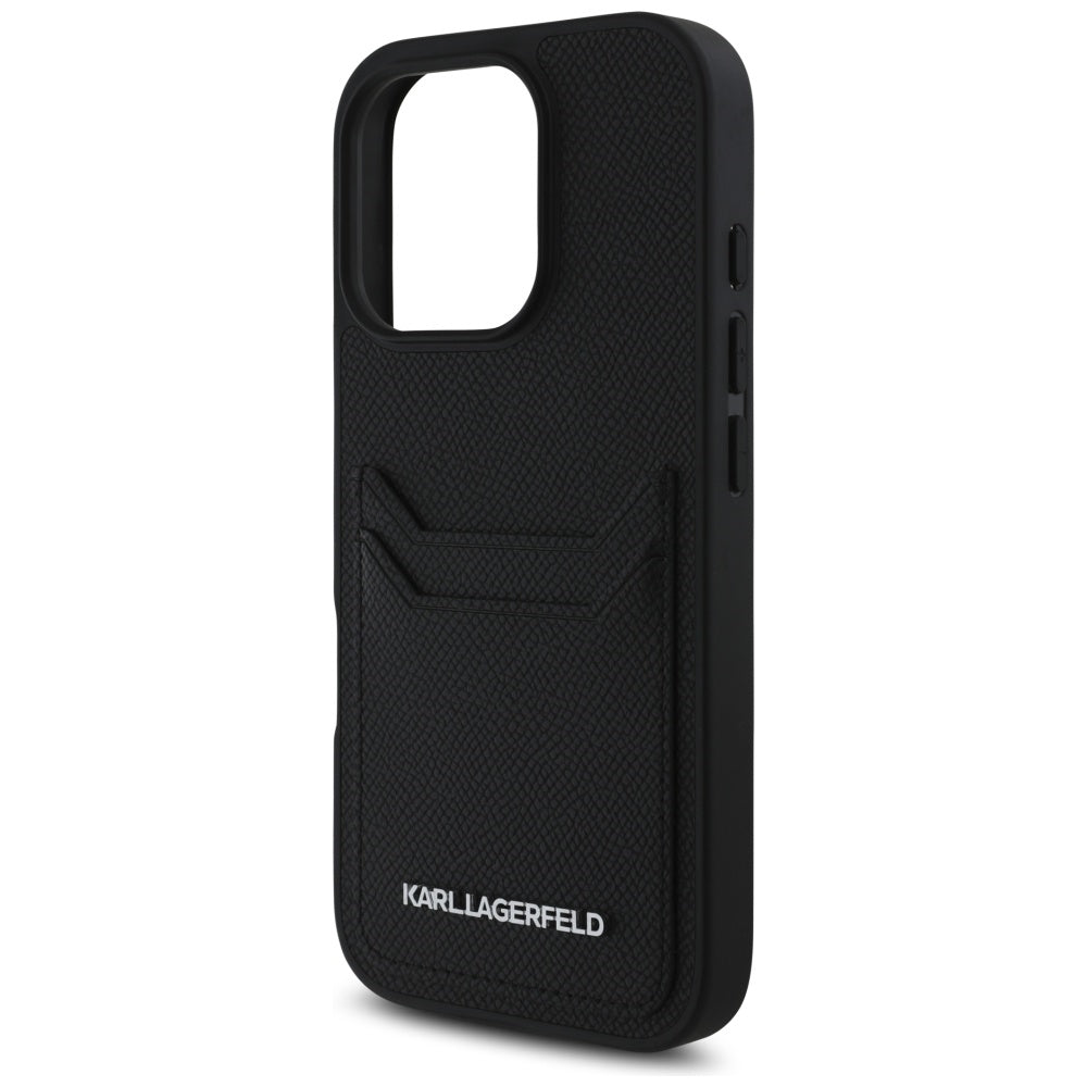 Etui til Apple iPhone 16 Pro, Karl Lagerfeld, Grained Cardslots, Sort