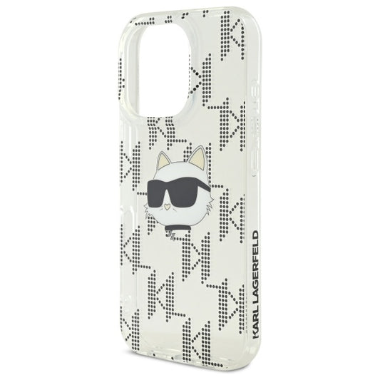 Etui til Apple iPhone 16 Pro, Karl Lagerfeld, IML Luxury Electroplated Choupette's Head, Gennemsigtig