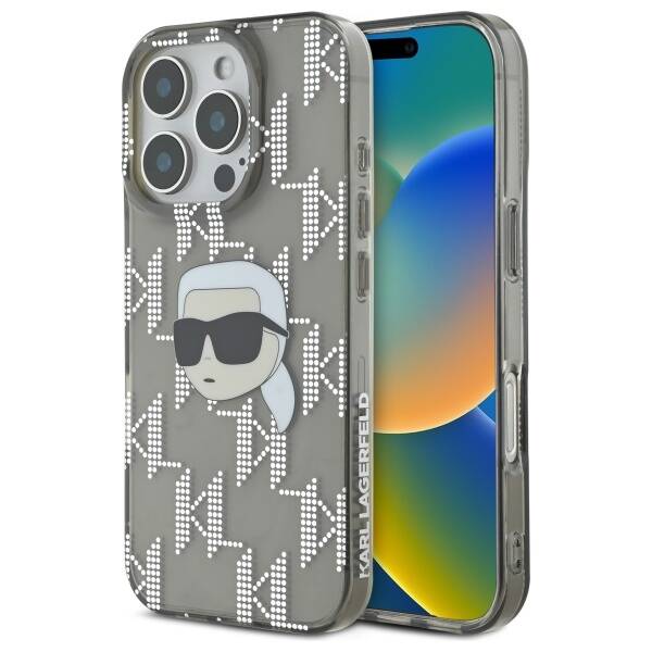 Etui til Apple iPhone 16 Pro, Karl Lagerfeld, IML Luxury Electroplated Karl's Head, Sort