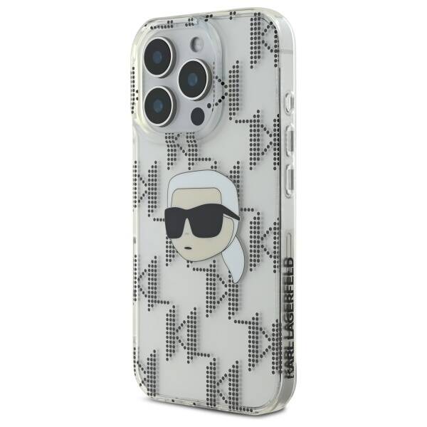 Cover til Apple iPhone 16 Pro, Karl Lagerfeld, IML Luxury Electroplated Karl's Head, Gennemsigtig