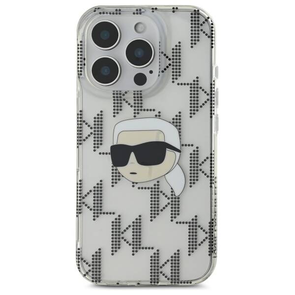 Cover til Apple iPhone 16 Pro, Karl Lagerfeld, IML Luxury Electroplated Karl's Head, Gennemsigtig