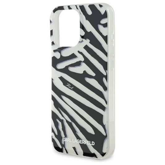 Etui til Apple iPhone 16 Pro, Karl Lagerfeld, IML Luxury Zebra Mønster med Strop, Sort
