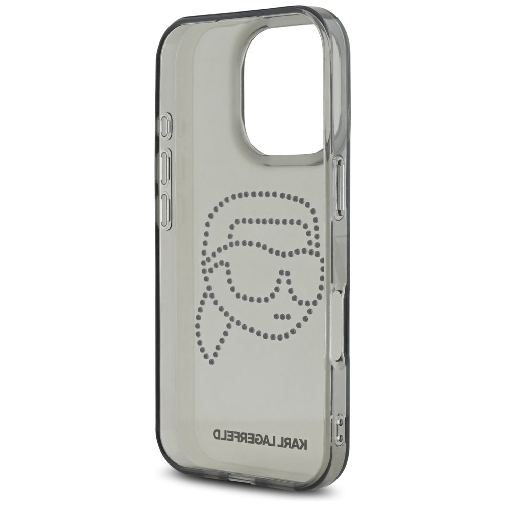 Etui til Apple iPhone 16 Pro, Karl Lagerfeld, IML Rhinestones Karl's Head, Sort