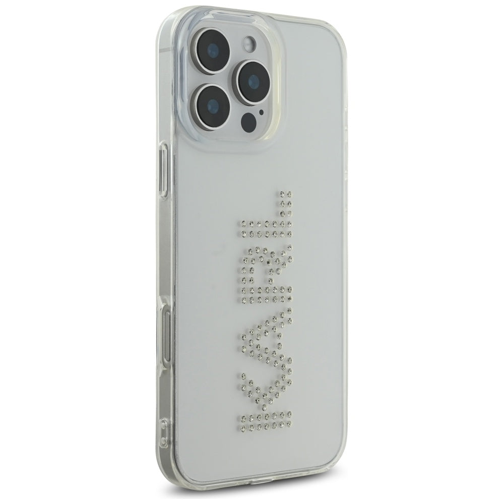 Case for Apple iPhone 16 Pro, Karl Lagerfeld, IML Rhinestones Transparent Logo, Transparent