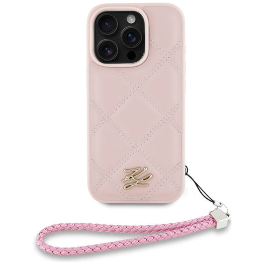 Etui til Apple iPhone 16 Pro, Karl Lagerfeld, Quilted Initial Logo & Chain Strap, Pink