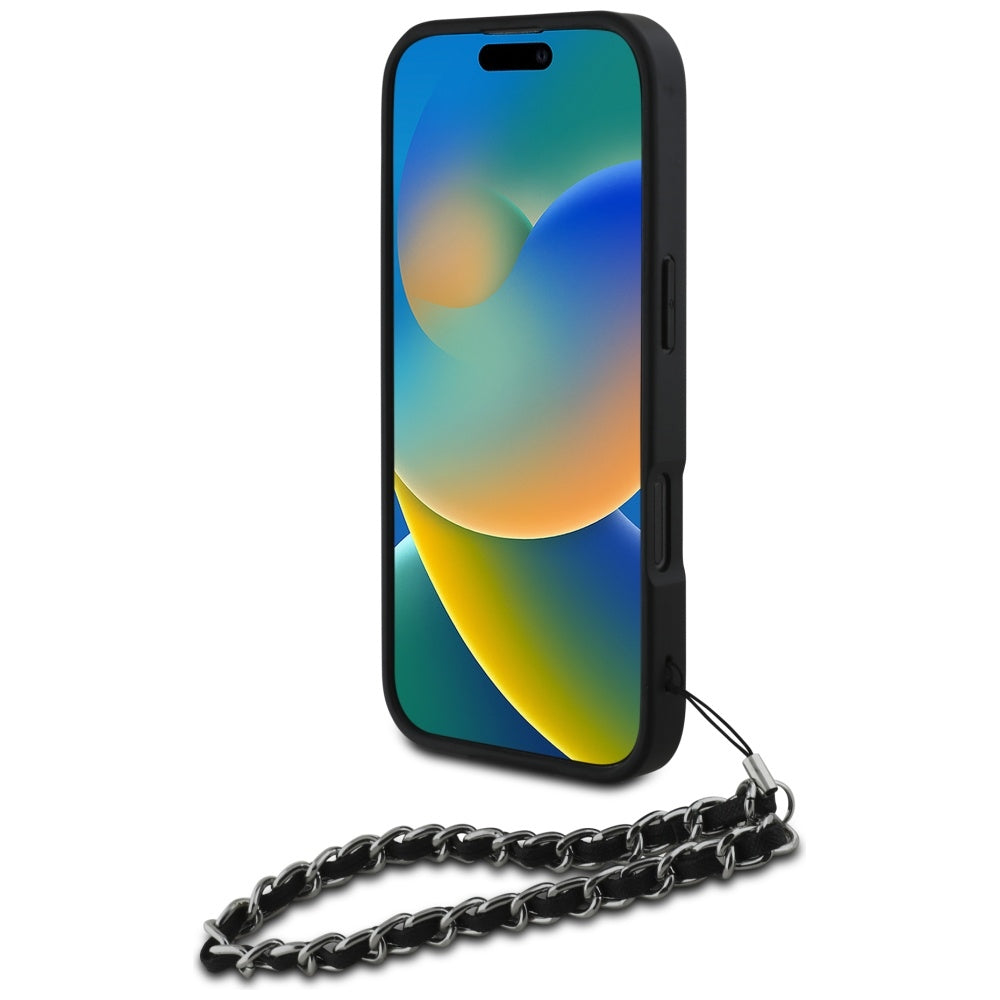 Etui til Apple iPhone 16 Pro, Karl Lagerfeld, Saffiano Crystals & Charm, Sort