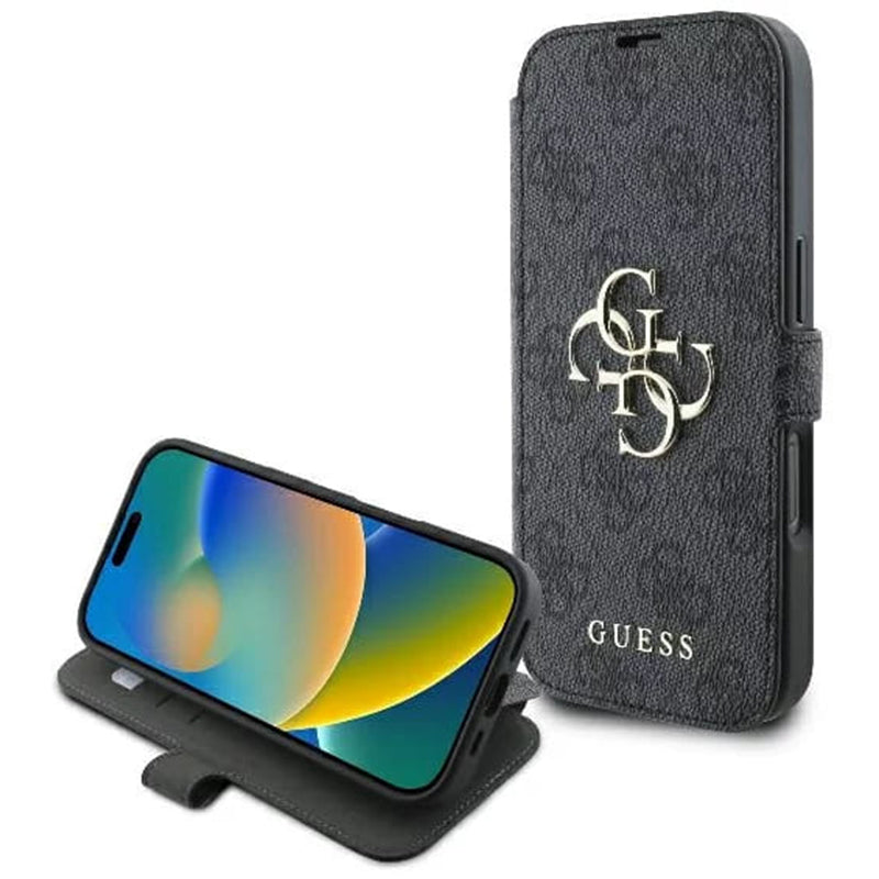 Etui til Apple iPhone 16 Pro Max, Guess, 4G Book, Sort