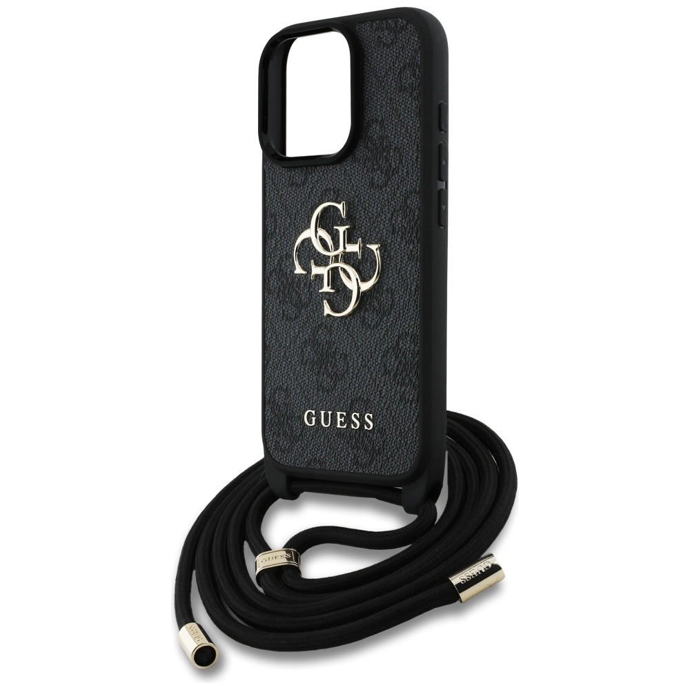 Etui til Apple iPhone 16 Pro Max, Guess, 4G CBDY Big Logo med snorestrop, Sort
