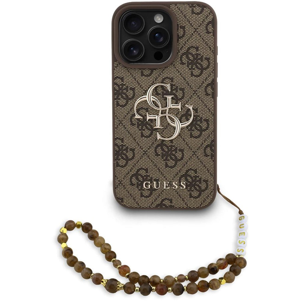 Etui til Apple iPhone 16 Pro Max, Guess, 4G Classic Logo med rem, Brun