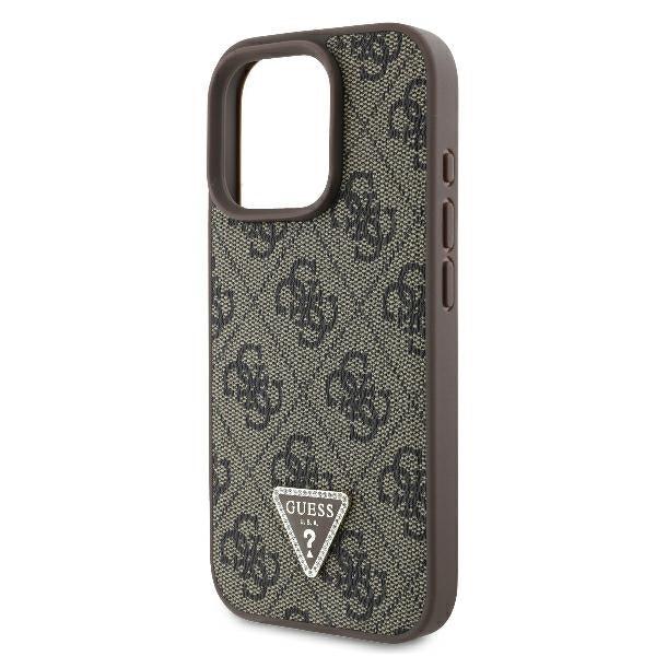 Etui til Apple iPhone 16 Pro Max, Guess, Crossbody 4G Triangle Strass, Brun