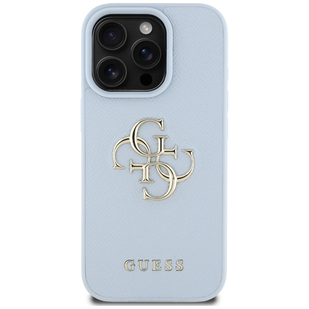 Etui til Apple iPhone 16 Pro Max, Guess, Grained Big 4G Logo Small Classic Logo, Blå