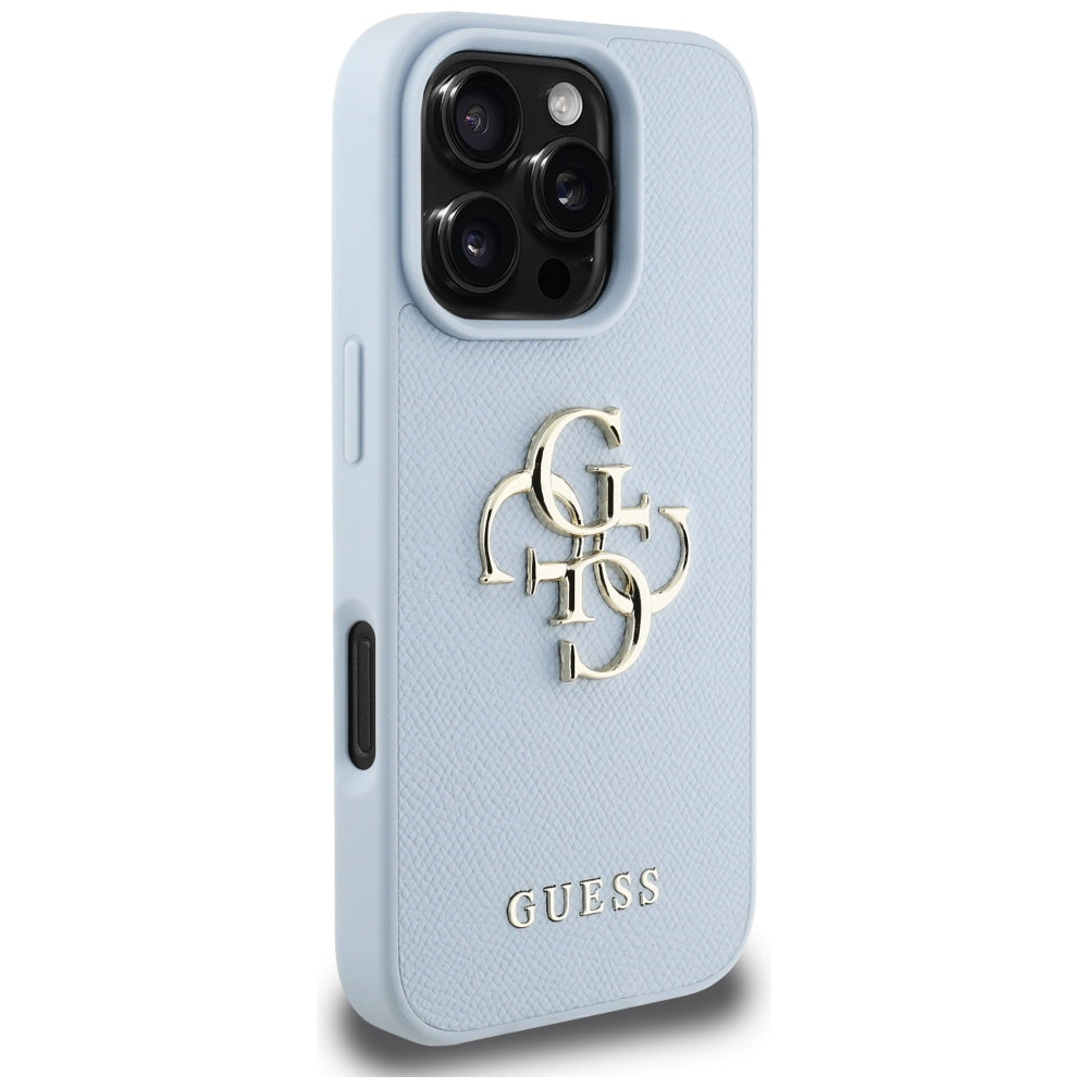 Etui til Apple iPhone 16 Pro Max, Guess, Grained Big 4G Logo Small Classic Logo, Blå