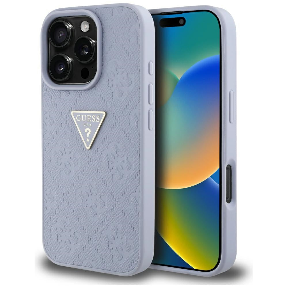 Etui til Apple iPhone 16 Pro Max, Guess, Hot Stamp 4G Pattern Triangle Logo, Lys Lilla