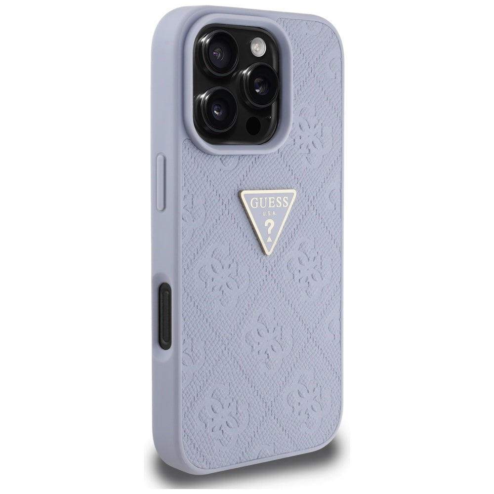 Etui til Apple iPhone 16 Pro Max, Guess, Hot Stamp 4G Pattern Triangle Logo, Lys Lilla
