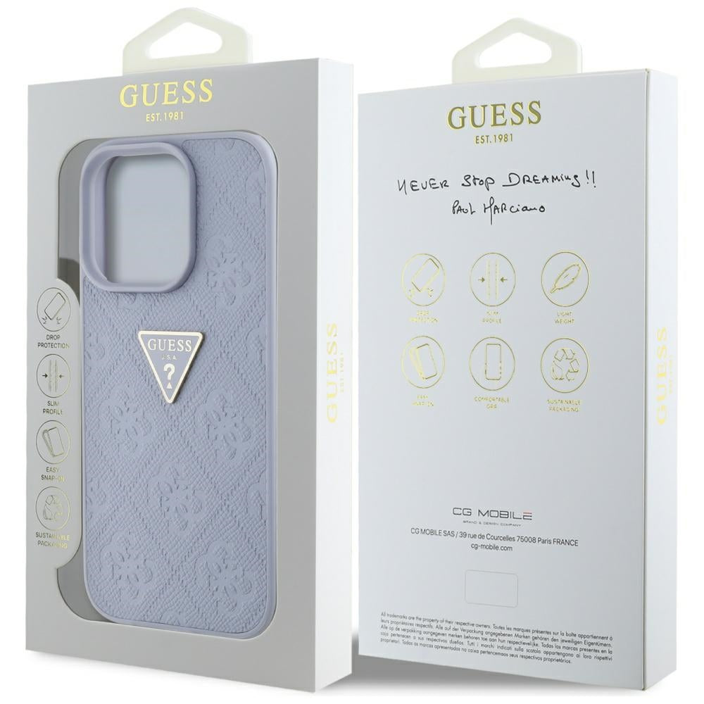 Etui til Apple iPhone 16 Pro Max, Guess, Hot Stamp 4G Pattern Triangle Logo, Lys Lilla