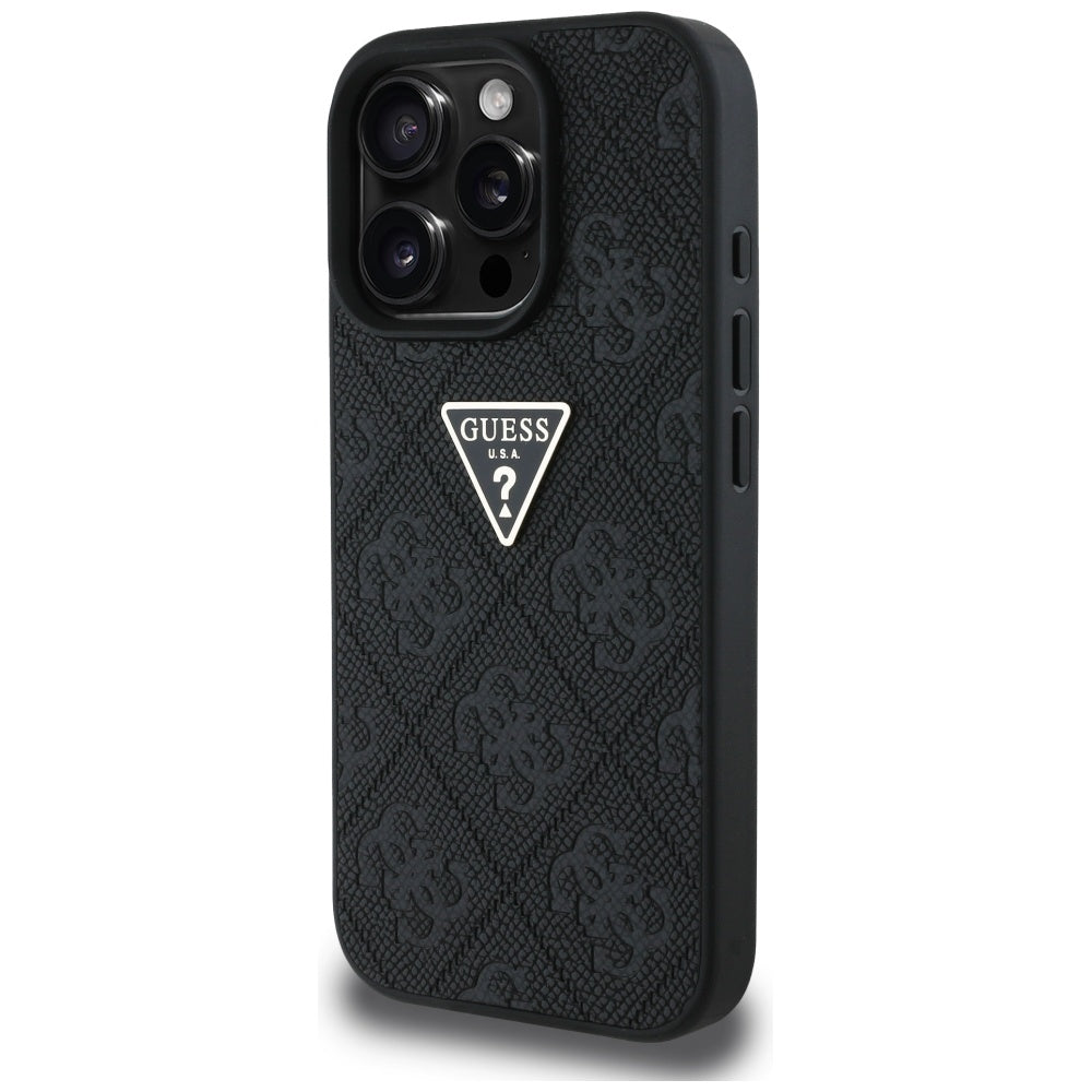 Etui til Apple iPhone 16 Pro Max, Guess, Hot Stamp 4G Pattern Triangle Logo, Sort