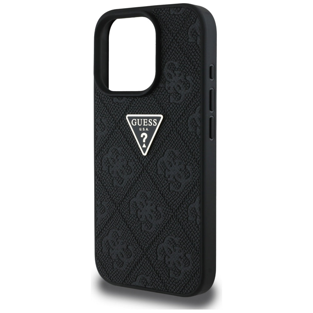 Etui til Apple iPhone 16 Pro Max, Guess, Hot Stamp 4G Pattern Triangle Logo, Sort