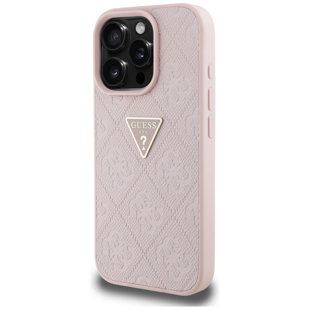 Etui til Apple iPhone 16 Pro Max, Guess, Hot Stamp 4G Pattern Triangle Logo, Pink