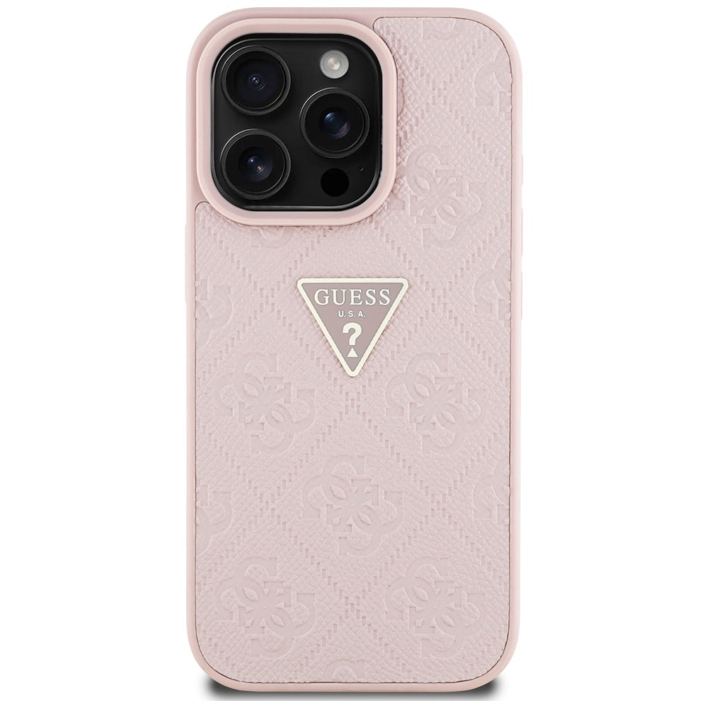 Etui til Apple iPhone 16 Pro Max, Guess, Hot Stamp 4G Pattern Triangle Logo, Pink