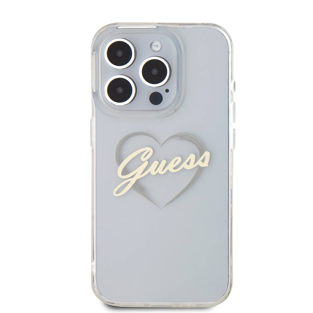 Etui til Apple iPhone 16 Pro Max, Guess, IML Heart, Gennemsigtig