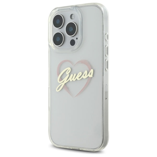Etui til Apple iPhone 16 Pro Max, Guess, IML Heart, Gennemsigtig