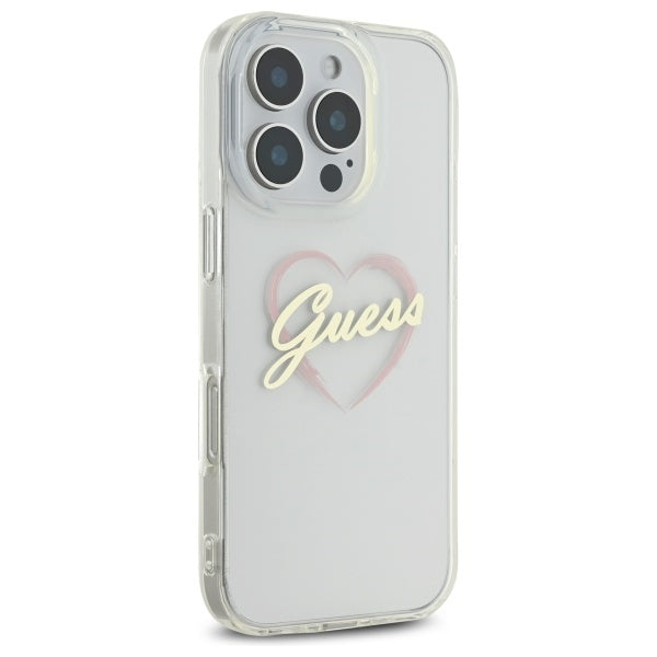 Etui til Apple iPhone 16 Pro Max, Guess, IML Heart, Gennemsigtig