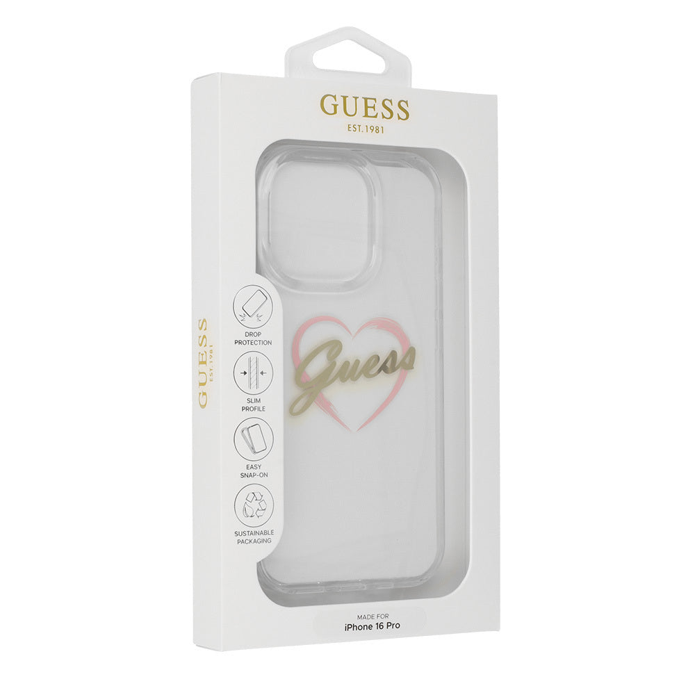 Etui til Apple iPhone 16 Pro Max, Guess, IML Heart, Gennemsigtig