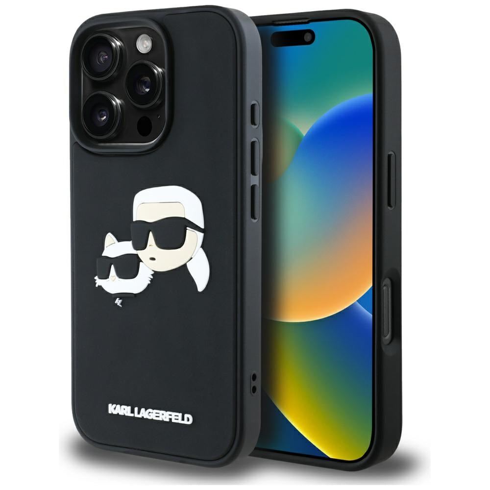 Etui til Apple iPhone 16 Pro Max, Karl Lagerfeld, 3D Rubber Karl & Choupette, Sort