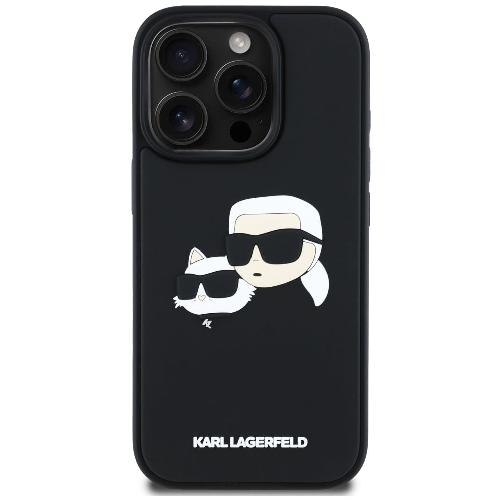 Etui til Apple iPhone 16 Pro Max, Karl Lagerfeld, 3D Rubber Karl & Choupette, Sort