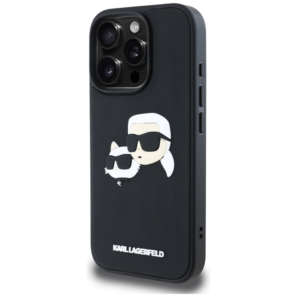 Etui til Apple iPhone 16 Pro Max, Karl Lagerfeld, 3D Rubber Karl & Choupette, Sort