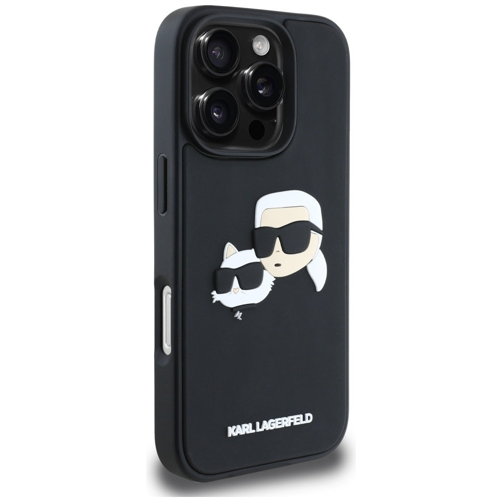 Etui til Apple iPhone 16 Pro Max, Karl Lagerfeld, 3D Rubber Karl & Choupette, Sort